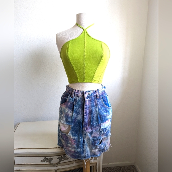 Made in the Shade Dusted Denims Vintage Denim Jean Skirt 🦋 Distressed Om - Picture 9 of 10